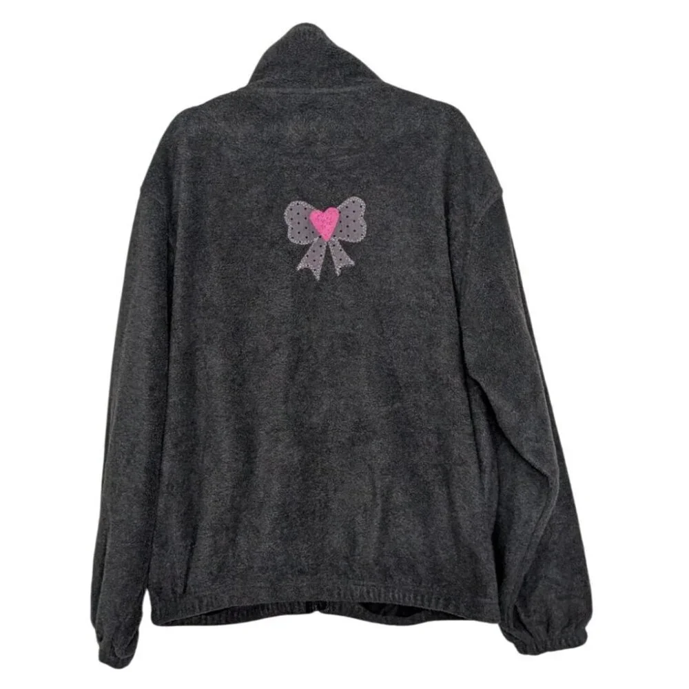Sierra Pacific Outdoors Heart Embroidered Jacket Womens Size Large Fleece Zip